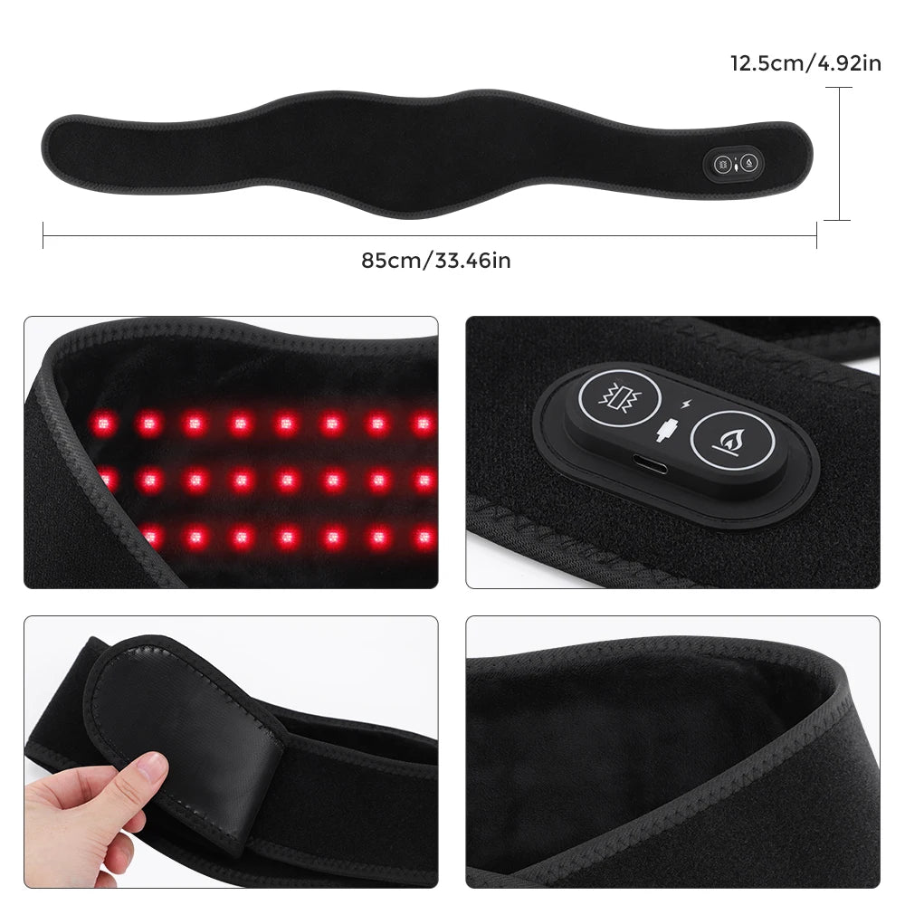 36pcs LED Beads 660&850nm Red Light Heating Belt 3 Levels Heating and Vibration Wrist Wrap for Leg Arm Ankle Vibration Massage