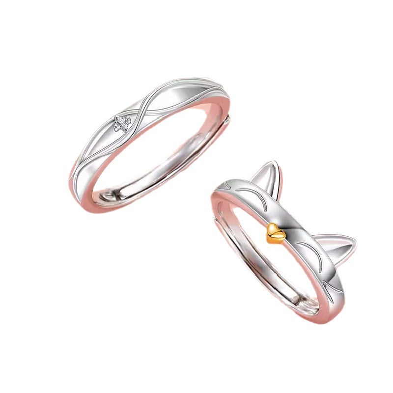 Cat Cute Couple Rings