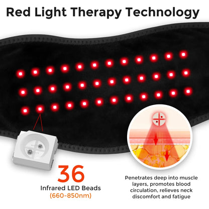 36pcs LED Beads 660&850nm Red Light Heating Belt 3 Levels Heating and Vibration Wrist Wrap for Leg Arm Ankle Vibration Massage