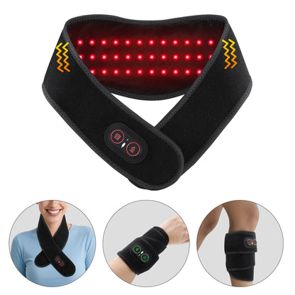 36pcs LED Beads 660&850nm Red Light Heating Belt 3 Levels Heating and Vibration Wrist Wrap for Leg Arm Ankle Vibration Massage